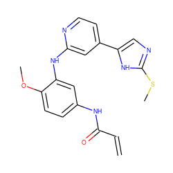 C=CC(=O)Nc1ccc(OC)c(Nc2cc(-c3cnc(SC)[nH]3)ccn2)c1 ZINC001772570654