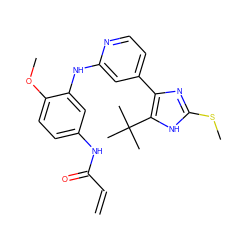 C=CC(=O)Nc1ccc(OC)c(Nc2cc(-c3nc(SC)[nH]c3C(C)(C)C)ccn2)c1 ZINC001772583338