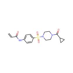 C=CC(=O)Nc1ccc(S(=O)(=O)N2CCN(C(=O)C3CC3)CC2)cc1 ZINC000084730998