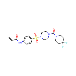 C=CC(=O)Nc1ccc(S(=O)(=O)N2CCN(C(=O)N3CCC(F)(F)CC3)CC2)cc1 ZINC000084730349