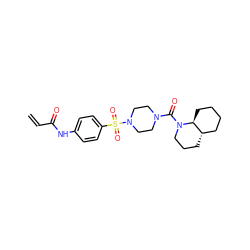 C=CC(=O)Nc1ccc(S(=O)(=O)N2CCN(C(=O)N3CCC[C@H]4CCCC[C@@H]43)CC2)cc1 ZINC000084730333