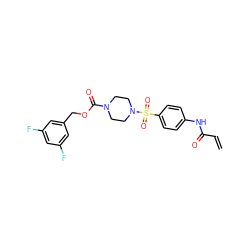 C=CC(=O)Nc1ccc(S(=O)(=O)N2CCN(C(=O)OCc3cc(F)cc(F)c3)CC2)cc1 ZINC000084740772