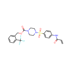 C=CC(=O)Nc1ccc(S(=O)(=O)N2CCN(C(=O)OCc3ccccc3C(F)(F)F)CC2)cc1 ZINC000084730260