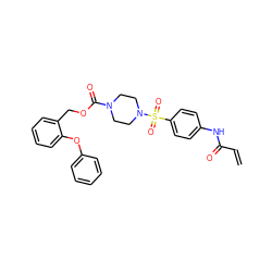 C=CC(=O)Nc1ccc(S(=O)(=O)N2CCN(C(=O)OCc3ccccc3Oc3ccccc3)CC2)cc1 ZINC000084730262