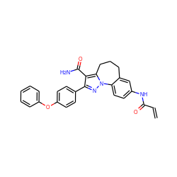 C=CC(=O)Nc1ccc2c(c1)CCCc1c(C(N)=O)c(-c3ccc(Oc4ccccc4)cc3)nn1-2 ZINC001772636056