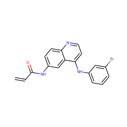 C=CC(=O)Nc1ccc2nccc(Nc3cccc(Br)c3)c2c1 ZINC000049111415