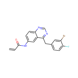 C=CC(=O)Nc1ccc2ncnc(Cc3ccc(F)c(Br)c3)c2c1 ZINC000042888490