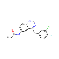 C=CC(=O)Nc1ccc2ncnc(Cc3ccc(F)c(Cl)c3)c2c1 ZINC000040833788