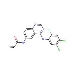 C=CC(=O)Nc1ccc2ncnc(Nc3cc(Cl)c(Cl)cc3F)c2c1 ZINC000013671593