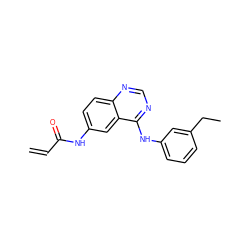 C=CC(=O)Nc1ccc2ncnc(Nc3cccc(CC)c3)c2c1 ZINC000103297835