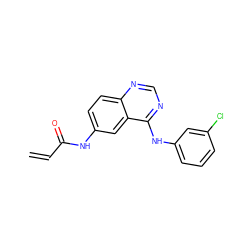 C=CC(=O)Nc1ccc2ncnc(Nc3cccc(Cl)c3)c2c1 ZINC000013797510