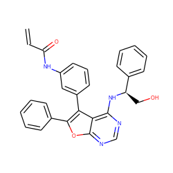 C=CC(=O)Nc1cccc(-c2c(-c3ccccc3)oc3ncnc(N[C@H](CO)c4ccccc4)c23)c1 ZINC000053313432