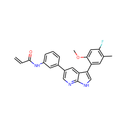 C=CC(=O)Nc1cccc(-c2cnc3[nH]cc(-c4cc(C)c(F)cc4OC)c3c2)c1 ZINC001772633777