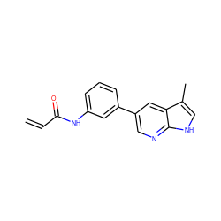 C=CC(=O)Nc1cccc(-c2cnc3[nH]cc(C)c3c2)c1 ZINC000221014066