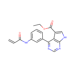 C=CC(=O)Nc1cccc(-c2ncnc3[nH]cc(C(=O)OCC)c23)c1 ZINC000206766951