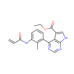 C=CC(=O)Nc1cccc(-c2ncnc3[nH]cc(C(=O)OCC)c23)c1C ZINC000206760392