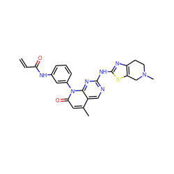 C=CC(=O)Nc1cccc(-n2c(=O)cc(C)c3cnc(Nc4nc5c(s4)CN(C)CC5)nc32)c1 ZINC001772590945