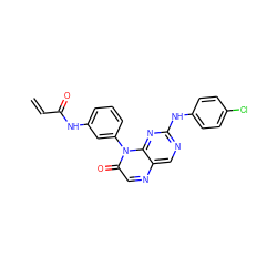 C=CC(=O)Nc1cccc(-n2c(=O)cnc3cnc(Nc4ccc(Cl)cc4)nc32)c1 ZINC000096933663