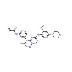 C=CC(=O)Nc1cccc(-n2c(=O)cnc3cnc(Nc4ccc(N5CCN(C)CC5)cc4OC)nc32)c1 ZINC000096933674