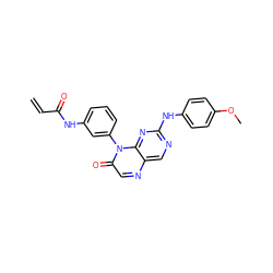 C=CC(=O)Nc1cccc(-n2c(=O)cnc3cnc(Nc4ccc(OC)cc4)nc32)c1 ZINC000096933684