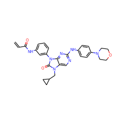 C=CC(=O)Nc1cccc(-n2c(=O)n(CC3CC3)c3cnc(Nc4ccc(N5CCOCC5)cc4)nc32)c1 ZINC000212120121