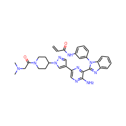 C=CC(=O)Nc1cccc(-n2c(-c3nc(-c4cnn(C5CCN(C(=O)CN(C)C)CC5)c4)cnc3N)nc3ccccc32)c1 ZINC000653882144