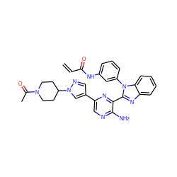 C=CC(=O)Nc1cccc(-n2c(-c3nc(-c4cnn(C5CCN(C(C)=O)CC5)c4)cnc3N)nc3ccccc32)c1 ZINC000653875496