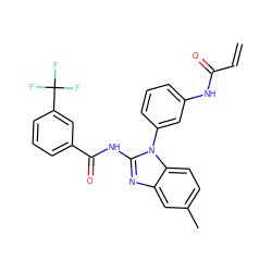 C=CC(=O)Nc1cccc(-n2c(NC(=O)c3cccc(C(F)(F)F)c3)nc3cc(C)ccc32)c1 ZINC000210425781