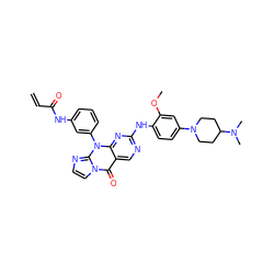 C=CC(=O)Nc1cccc(-n2c3nc(Nc4ccc(N5CCC(N(C)C)CC5)cc4OC)ncc3c(=O)n3ccnc23)c1 ZINC000205413873