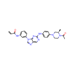 C=CC(=O)Nc1cccc(-n2cnc3cnc(Nc4ccc(N5CCN(C(C)=O)[C@H](C)C5)cc4)nc32)c1 ZINC001772641192