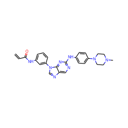 C=CC(=O)Nc1cccc(-n2cnc3cnc(Nc4ccc(N5CCN(C)CC5)cc4)nc32)c1 ZINC001772585042