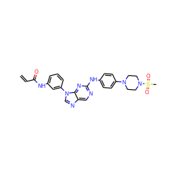 C=CC(=O)Nc1cccc(-n2cnc3cnc(Nc4ccc(N5CCN(S(C)(=O)=O)CC5)cc4)nc32)c1 ZINC001772644024