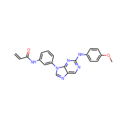 C=CC(=O)Nc1cccc(-n2cnc3cnc(Nc4ccc(OC)cc4)nc32)c1 ZINC001772616882