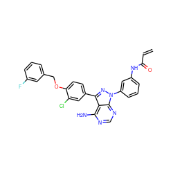 C=CC(=O)Nc1cccc(-n2nc(-c3ccc(OCc4cccc(F)c4)c(Cl)c3)c3c(N)ncnc32)c1 ZINC001772597428