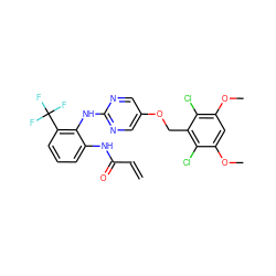 C=CC(=O)Nc1cccc(C(F)(F)F)c1Nc1ncc(OCc2c(Cl)c(OC)cc(OC)c2Cl)cn1 ZINC001772615775