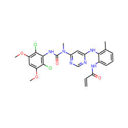 C=CC(=O)Nc1cccc(C)c1Nc1cc(N(C)C(=O)Nc2c(Cl)c(OC)cc(OC)c2Cl)ncn1 ZINC001772637795