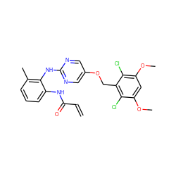 C=CC(=O)Nc1cccc(C)c1Nc1ncc(OCc2c(Cl)c(OC)cc(OC)c2Cl)cn1 ZINC001772635040