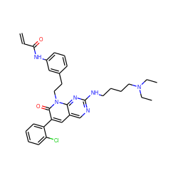 C=CC(=O)Nc1cccc(CCn2c(=O)c(-c3ccccc3Cl)cc3cnc(NCCCCN(CC)CC)nc32)c1 ZINC000220295418