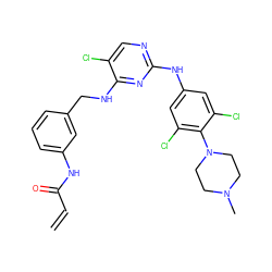 C=CC(=O)Nc1cccc(CNc2nc(Nc3cc(Cl)c(N4CCN(C)CC4)c(Cl)c3)ncc2Cl)c1 ZINC000473102970