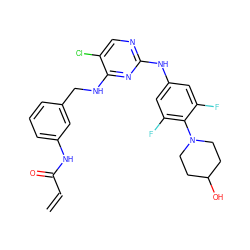 C=CC(=O)Nc1cccc(CNc2nc(Nc3cc(F)c(N4CCC(O)CC4)c(F)c3)ncc2Cl)c1 ZINC000473102922