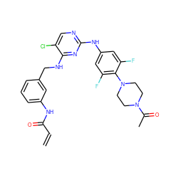 C=CC(=O)Nc1cccc(CNc2nc(Nc3cc(F)c(N4CCN(C(C)=O)CC4)c(F)c3)ncc2Cl)c1 ZINC000473105965