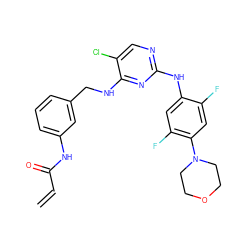 C=CC(=O)Nc1cccc(CNc2nc(Nc3cc(F)c(N4CCOCC4)cc3F)ncc2Cl)c1 ZINC000473104916