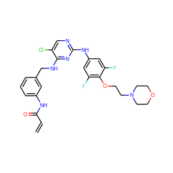 C=CC(=O)Nc1cccc(CNc2nc(Nc3cc(F)c(OCCN4CCOCC4)c(F)c3)ncc2Cl)c1 ZINC000473106838