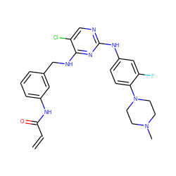 C=CC(=O)Nc1cccc(CNc2nc(Nc3ccc(N4CCN(C)CC4)c(F)c3)ncc2Cl)c1 ZINC000473104924