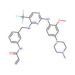 C=CC(=O)Nc1cccc(CNc2nc(Nc3ccc(N4CCN(C)CC4)cc3OC)ncc2C(F)(F)F)c1 ZINC000473087669