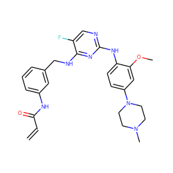 C=CC(=O)Nc1cccc(CNc2nc(Nc3ccc(N4CCN(C)CC4)cc3OC)ncc2F)c1 ZINC000473096660