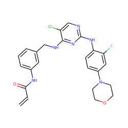 C=CC(=O)Nc1cccc(CNc2nc(Nc3ccc(N4CCOCC4)cc3F)ncc2Cl)c1 ZINC000473105298