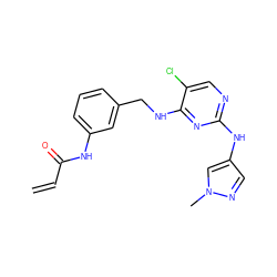 C=CC(=O)Nc1cccc(CNc2nc(Nc3cnn(C)c3)ncc2Cl)c1 ZINC000473105924