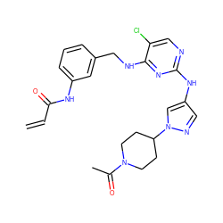 C=CC(=O)Nc1cccc(CNc2nc(Nc3cnn(C4CCN(C(C)=O)CC4)c3)ncc2Cl)c1 ZINC000473101881