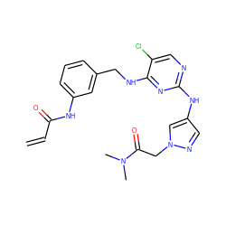 C=CC(=O)Nc1cccc(CNc2nc(Nc3cnn(CC(=O)N(C)C)c3)ncc2Cl)c1 ZINC000473096982